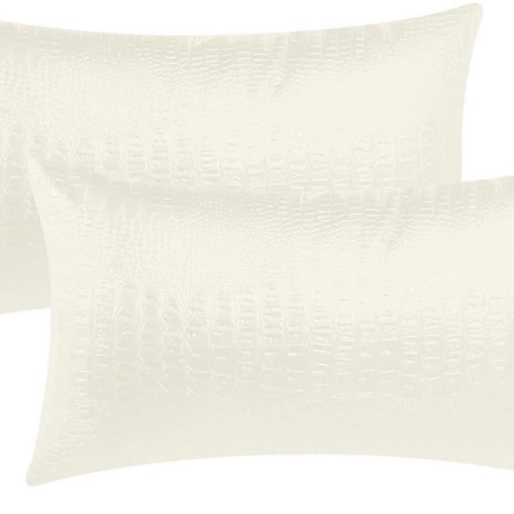 NWOT One Elegant Cream Textured faux leather Pillow cover